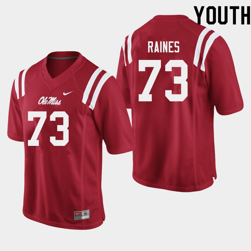 John Raines Ole Miss Rebels NCAA Youth Red #73 Stitched Limited College Football Jersey GTX5058DR